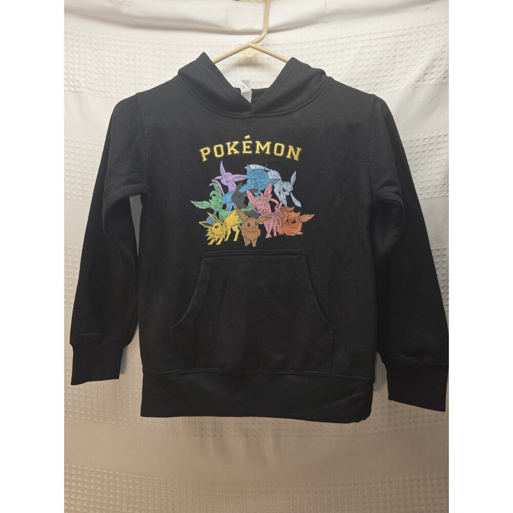 Zuni Pokemon Hoodie Kids Size Small 4/5 Black Logo Long Sleeve Crew Neck 7028